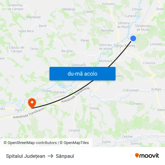 Harta de Spitalul Județean către Sânpaul