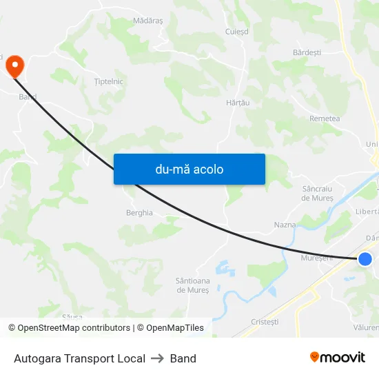 Harta de Autogara Transport Local către Band