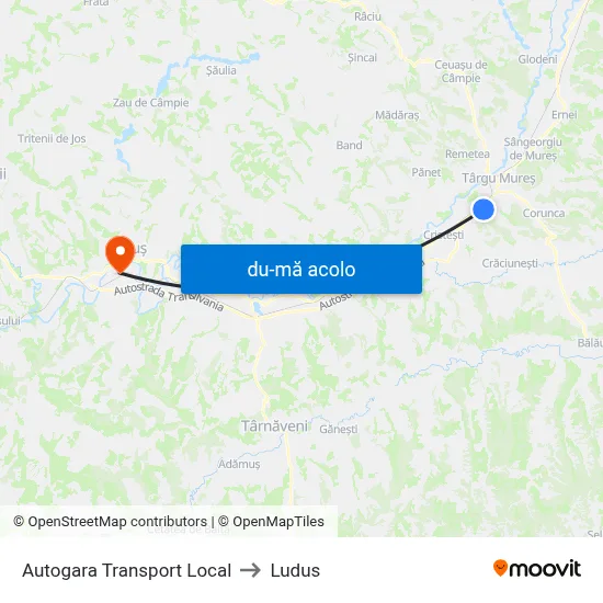 Harta de Autogara Transport Local către Ludus