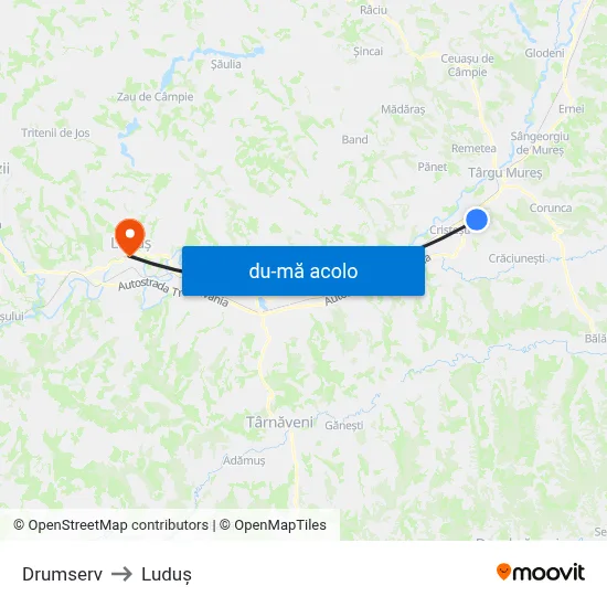 Harta de Drumserv către Luduș