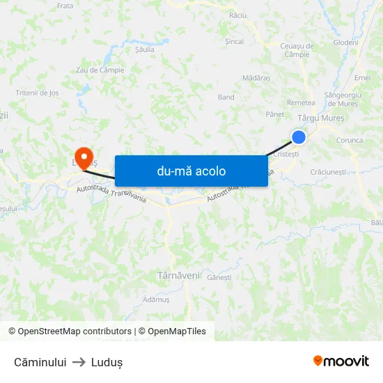 Harta de Căminului către Luduș