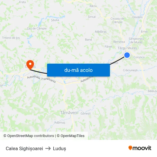 Harta de Calea Sighișoarei către Luduș