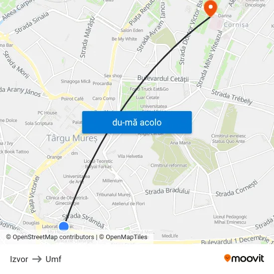 Harta de Izvor către Umf