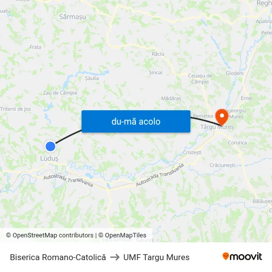 Harta de Biserica Romano-Catolică către UMF Targu Mures