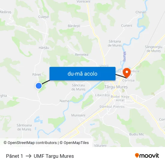 Harta de Pănet 1 către UMF Targu Mures