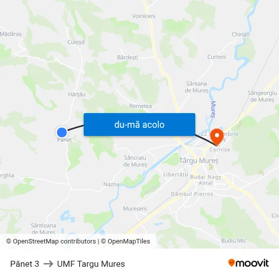 Harta de Pănet 3 către UMF Targu Mures