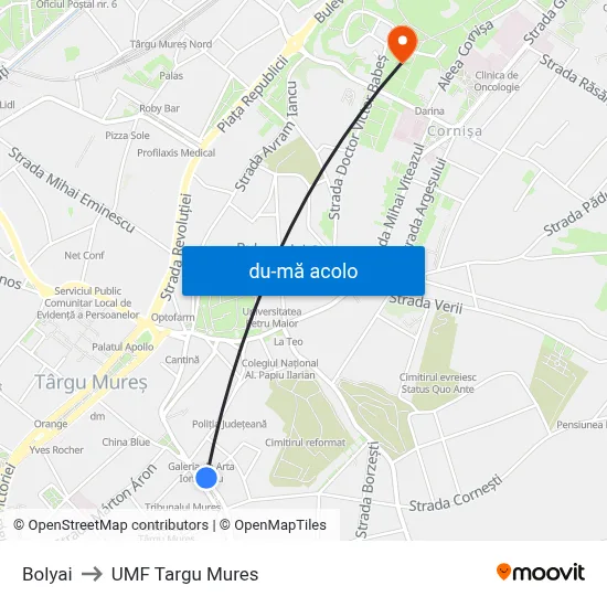 Harta de Bolyai către UMF Targu Mures