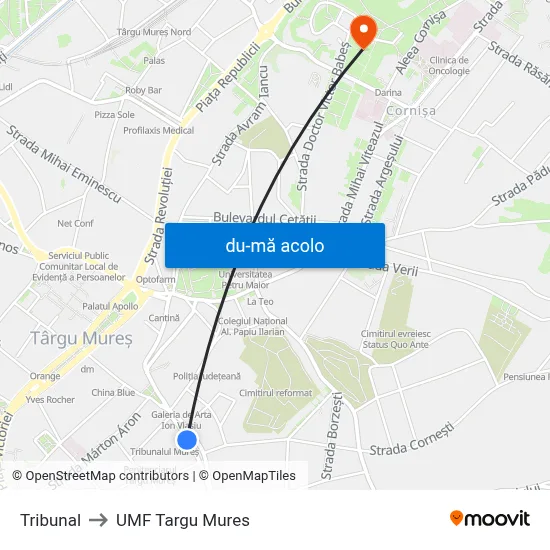 Harta de Tribunal către UMF Targu Mures