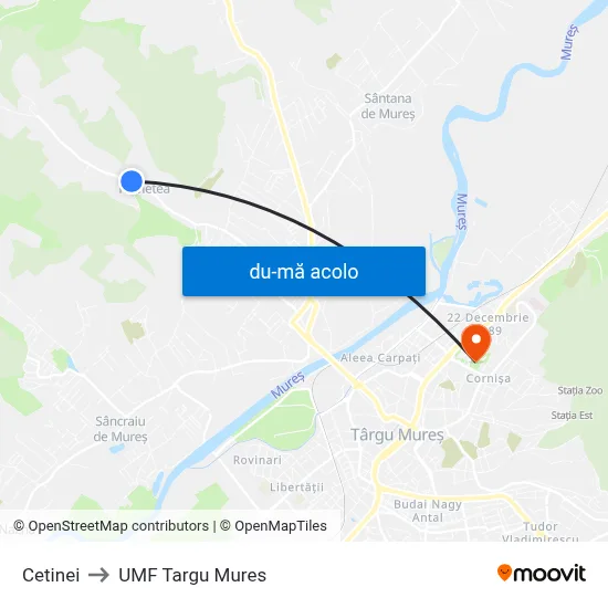 Harta de Cetinei către UMF Targu Mures