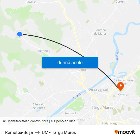 Harta de Remetea-Beșa către UMF Targu Mures