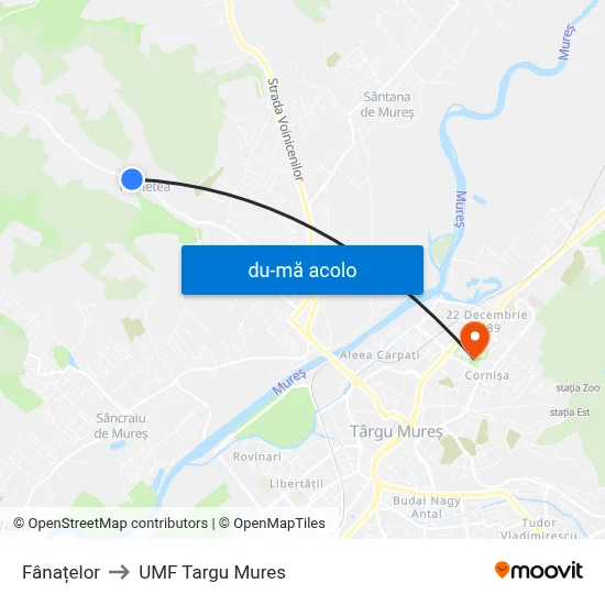 Harta de Fânațelor către UMF Targu Mures