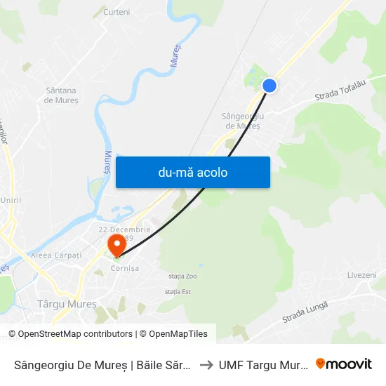 Harta de Sângeorgiu De Mureș | Băile Sărate către UMF Targu Mures