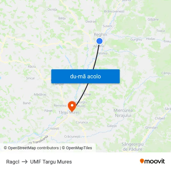 Harta de Ragcl către UMF Targu Mures