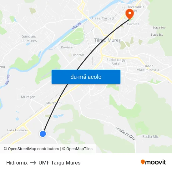 Harta de Hidromix către UMF Targu Mures