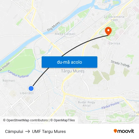 Harta de Câmpului către UMF Targu Mures