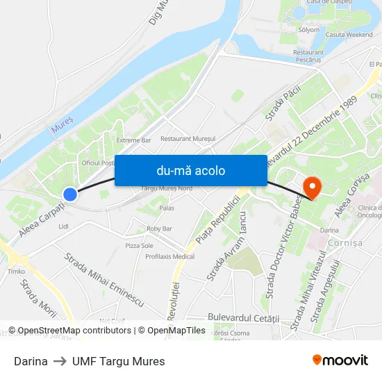 Harta de Darina către UMF Targu Mures