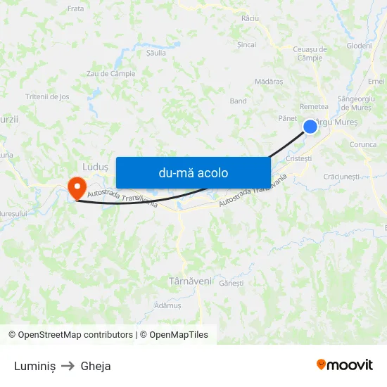 Harta de Luminiș către Gheja