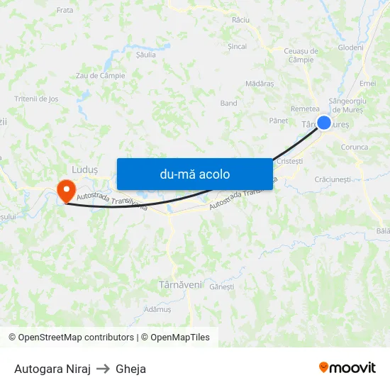 Harta de Autogara Niraj către Gheja