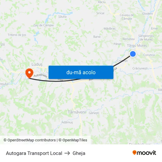 Harta de Autogara Transport Local către Gheja