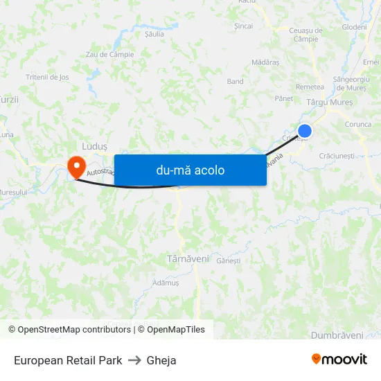 Harta de European Retail Park către Gheja