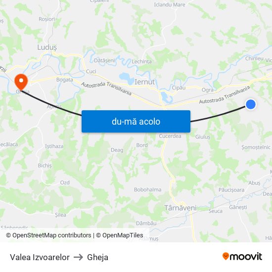 Harta de Valea Izvoarelor către Gheja