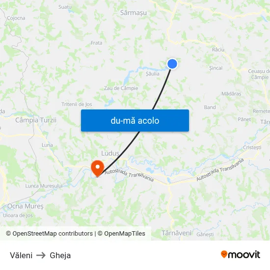 Harta de Văleni către Gheja