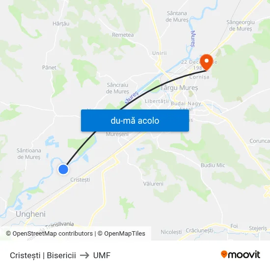 Harta de Cristești | Bisericii către UMF
