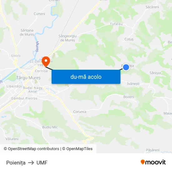 Harta de Poienița către UMF
