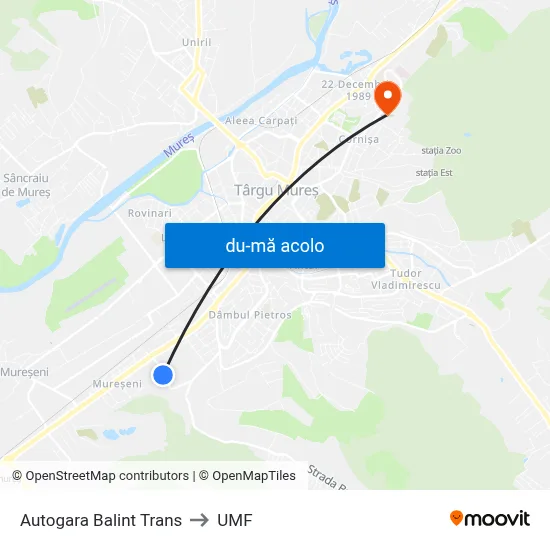 Harta de Autogara Balint Trans către UMF