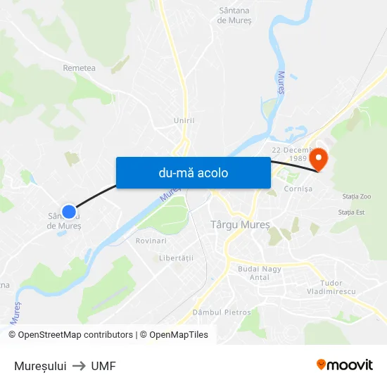 Harta de Mureșului către UMF