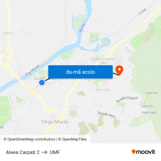 Harta de Aleea Carpați 2 către UMF