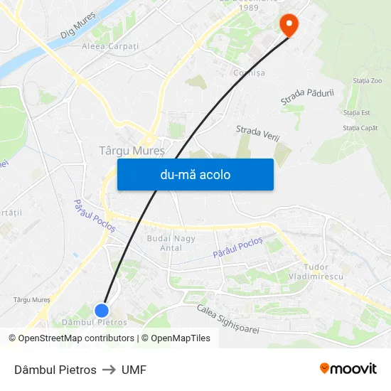 Harta de Dâmbul Pietros către UMF