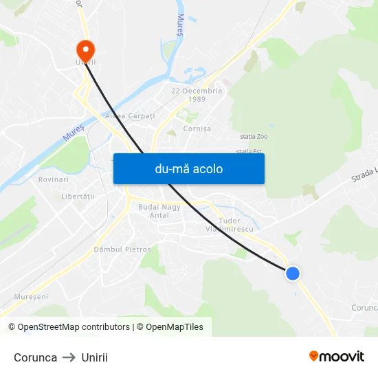 Harta de Corunca către Unirii