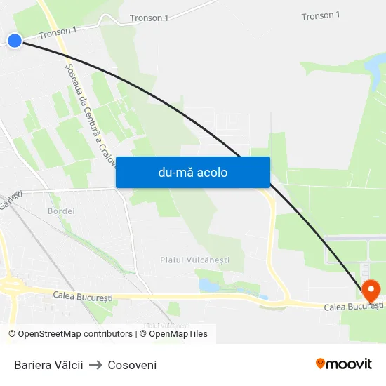 Harta de Bariera Vâlcii către Cosoveni