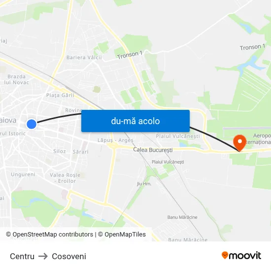 Harta de Centru către Cosoveni