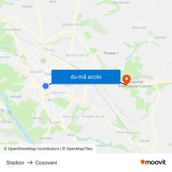 Harta de Stadion către Cosoveni