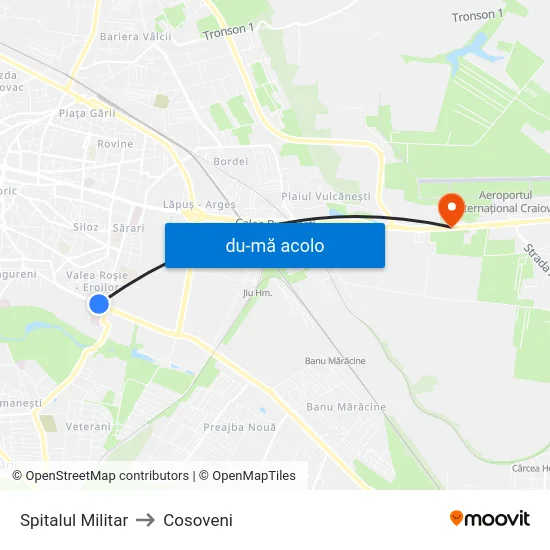 Harta de Spitalul Militar către Cosoveni