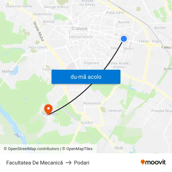 Harta de Facultatea De Mecanică către Podari