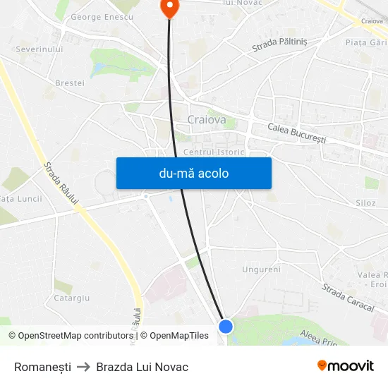 Harta de Romanești către Brazda Lui Novac