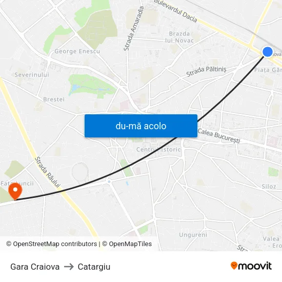 Harta de Gara Craiova către Catargiu