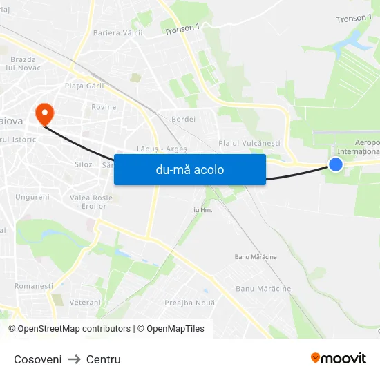 Harta de Cosoveni către Centru