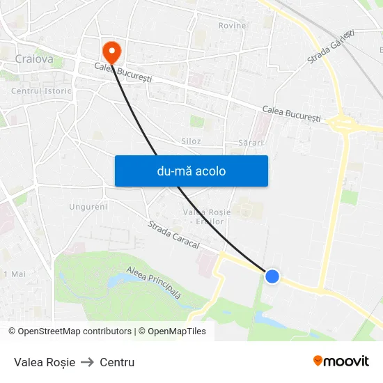 Harta de Valea Roșie către Centru