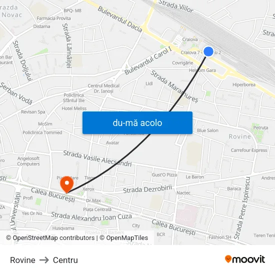 Harta de Rovine către Centru