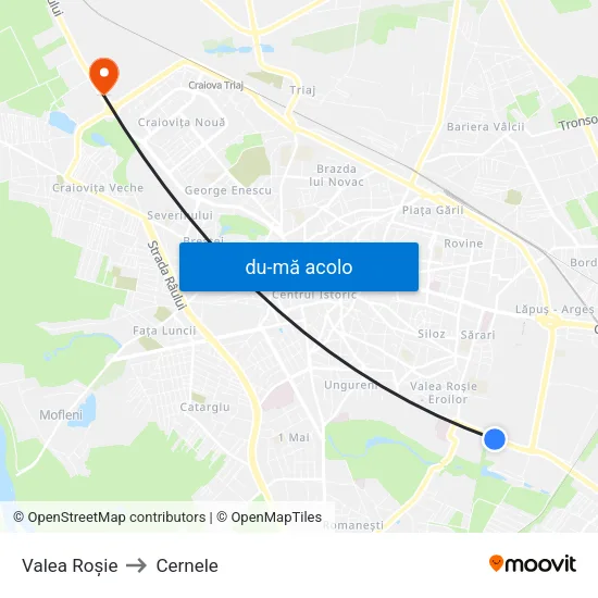 Harta de Valea Roșie către Cernele