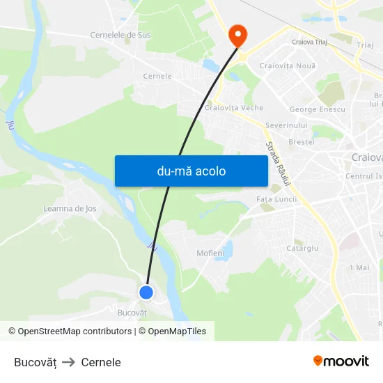 Harta de Bucovăț către Cernele