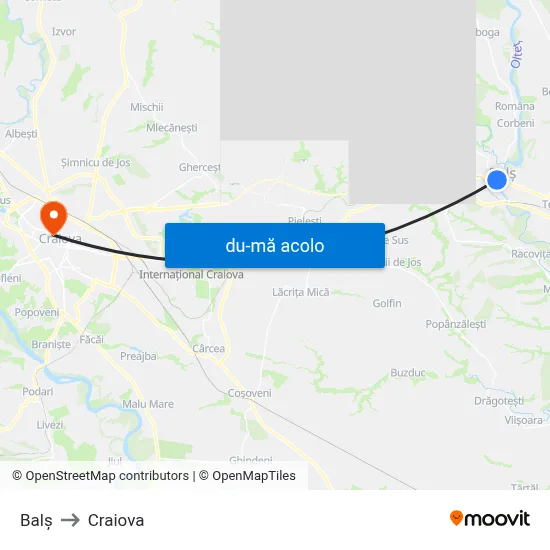 Harta de Balș către Craiova