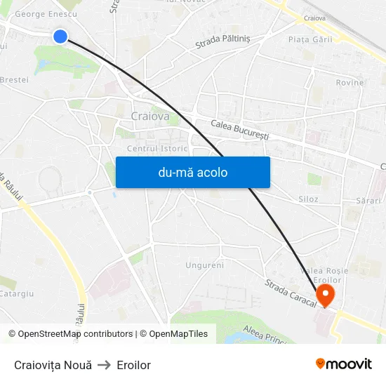 Harta de Craiovița Nouă către Eroilor