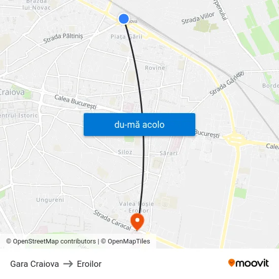 Harta de Gara Craiova către Eroilor
