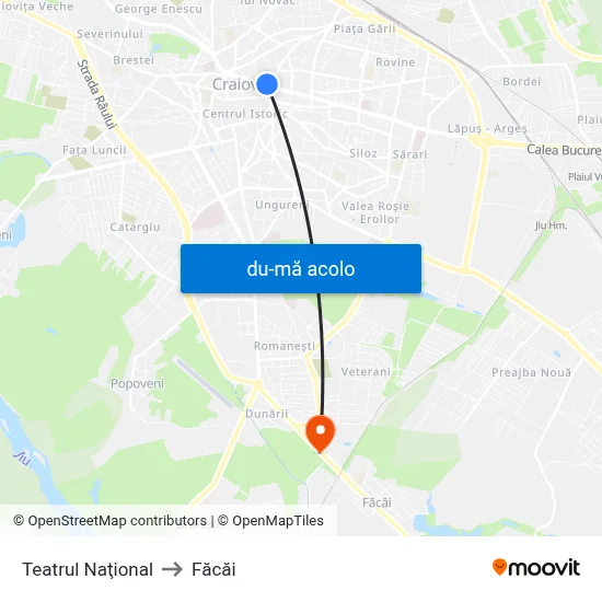Harta de Teatrul Naţional către Făcăi