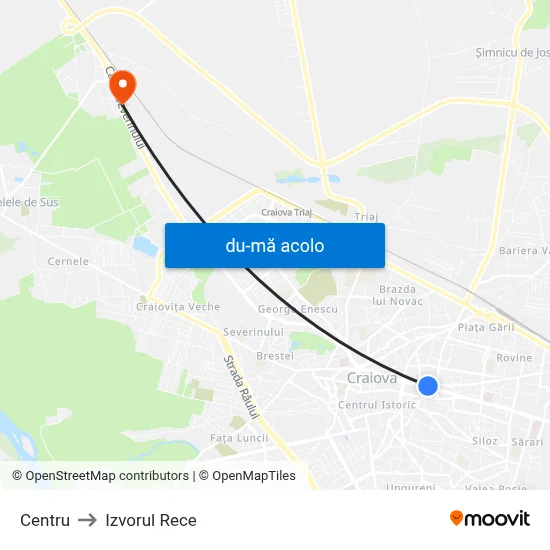 Harta de Centru către Izvorul Rece